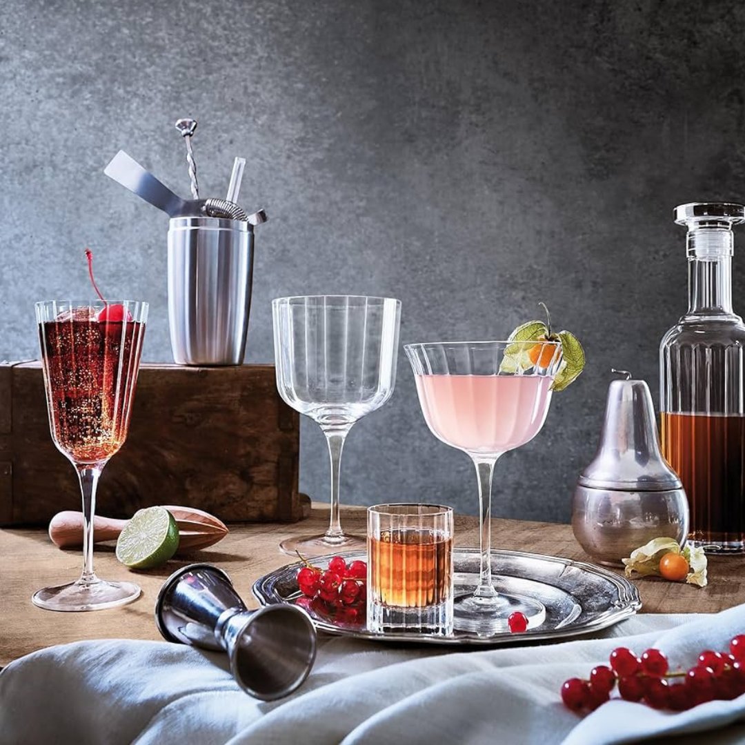 Sendez 6 Bicchieri Da Cocktail Con Bordo Bianco, 550 Ml, In Vetro, Altezza 15,5 Cm, Lavabili In Lavastoviglie