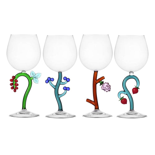 35 cl - Ichendorf Fruits & Flowers Calice Multiuso In Vetro Borosilicato - Set 4 Pz