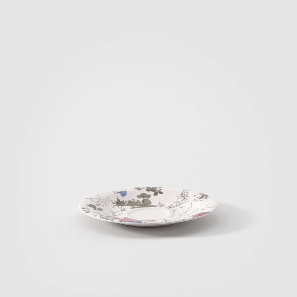 19 cm - Villeroy & Boch Mariefleur Gris Basic Piattino Tazza Cappuccino In Porcellana Premium - Set 6 Pz