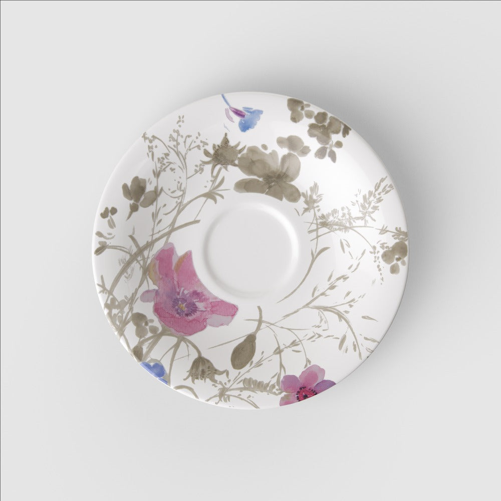 16.7 cm - Villeroy & Boch Mariefleur Gris Basic Piattino Tazzina Caffè In Porcellana Premium - Set 6 Pz