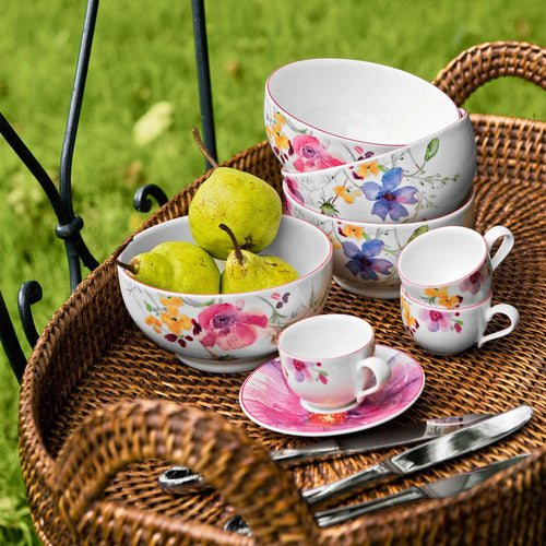 50 cl - Villeroy & Boch Mariefleur Gris Basic Ciotola Cereali In Porcellana Premium - Set 4 Pz