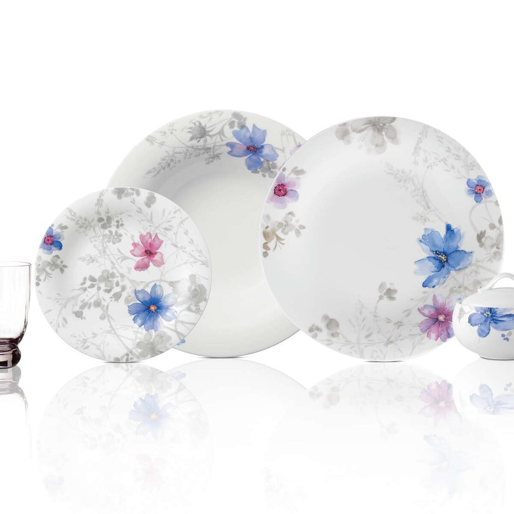 21.5 cm - Villeroy & Boch Mariefleur Gris Basic Piatto Dessert In Porcellana Premium - Set 6 Pz