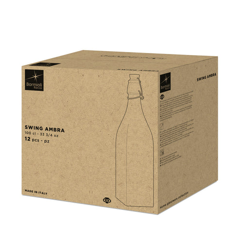 100 cl - Bormioli Rocco Swing Ambra Bottiglia In Vetro - Set 12 Pz