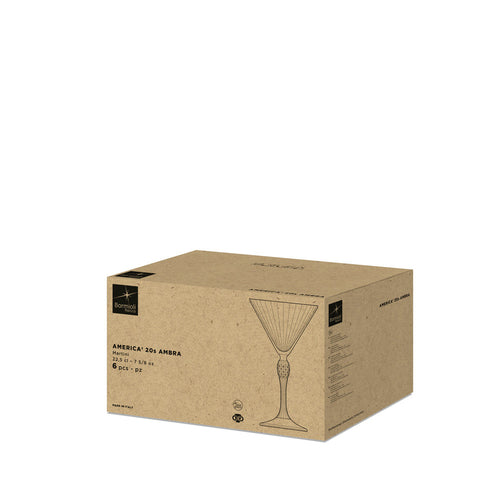 22.5 cl - Bormioli Rocco America 20s Ambra Calice Cocktail Martini In Vetro - Set 6 Pz