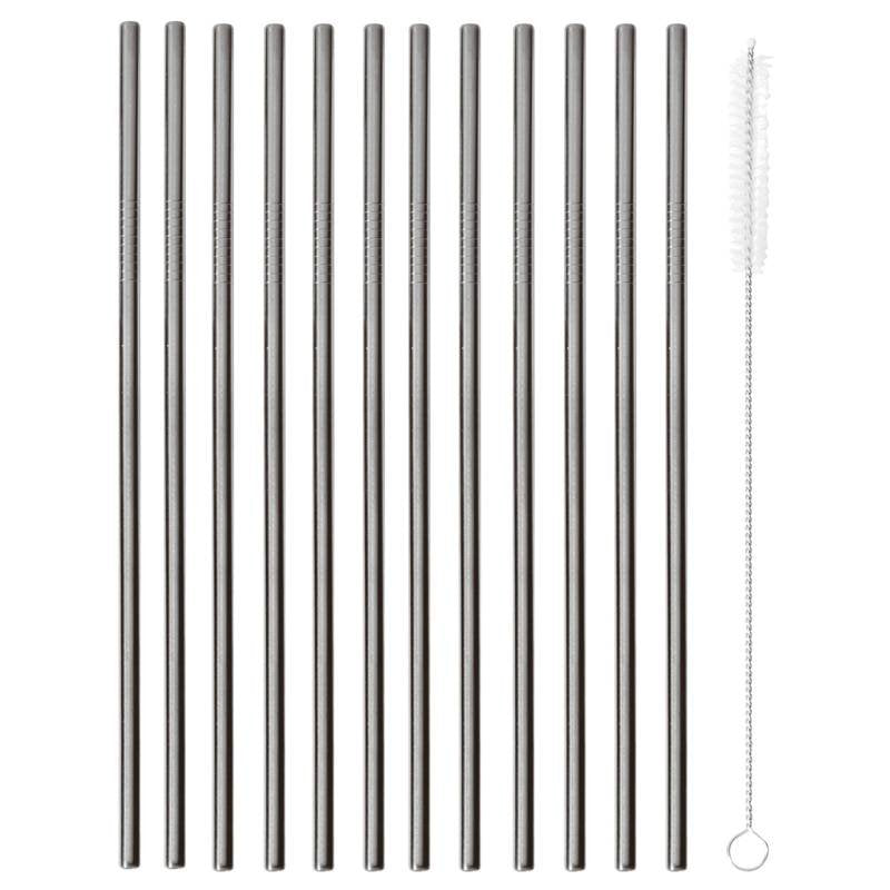 21 5 Cm Paderno Cannucce Riutilizzabili Dritte In Acciaio Inox Con Scovolino Set 12 Pz