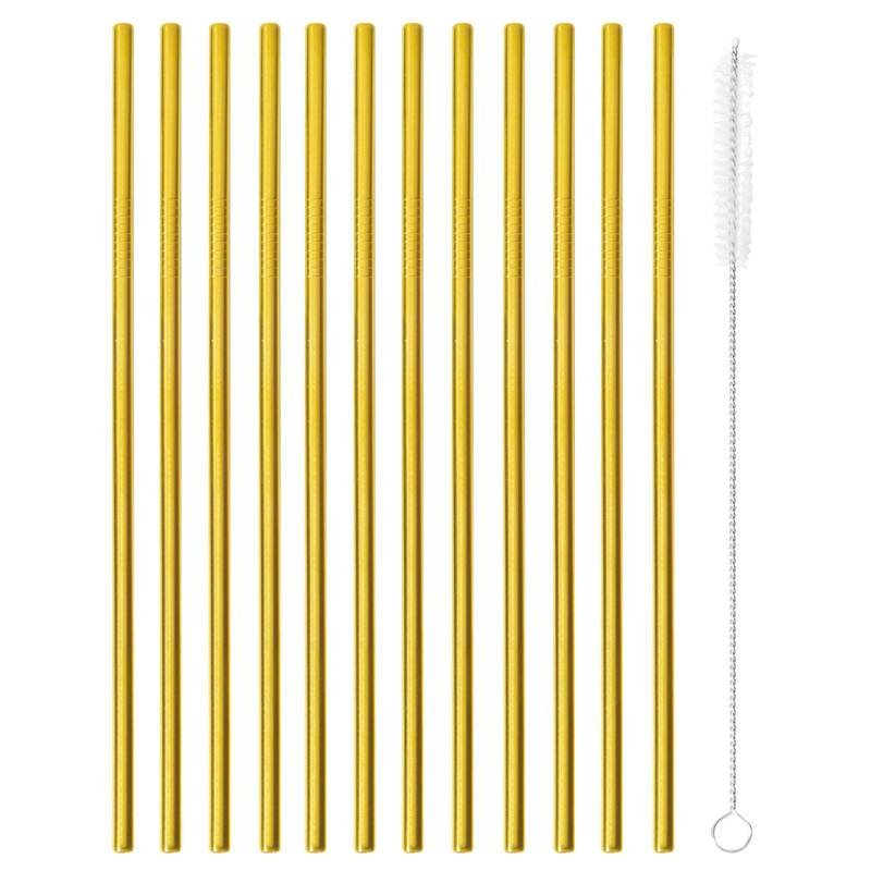21 5 Cm Paderno Cannucce Riutilizzabili Dritte In Acciaio Inox Con Scovolino Set 12 Pz