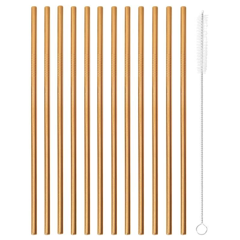 21 5 Cm Paderno Cannucce Riutilizzabili Dritte In Acciaio Inox Con Scovolino Set 12 Pz