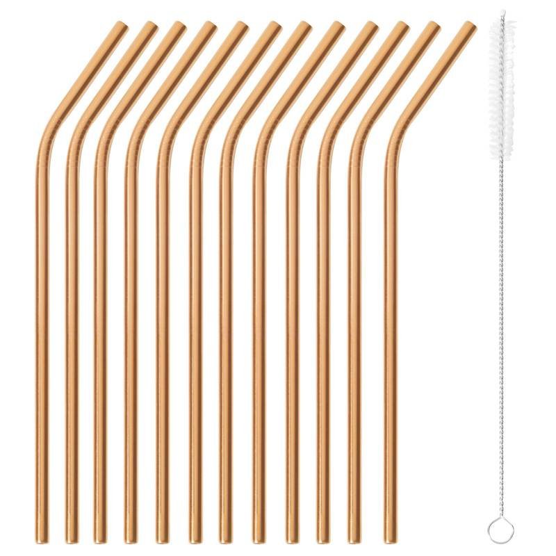 21 5 Cm Paderno Cannucce Riutilizzabili Curve In Acciaio Inox Con Scovolino Set 12 Pz