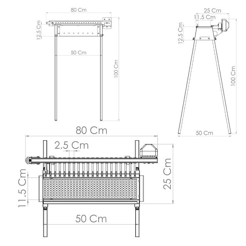 Tecnoroast 20 Single Griglia A Carbone Con Giraspiedini Automatico
