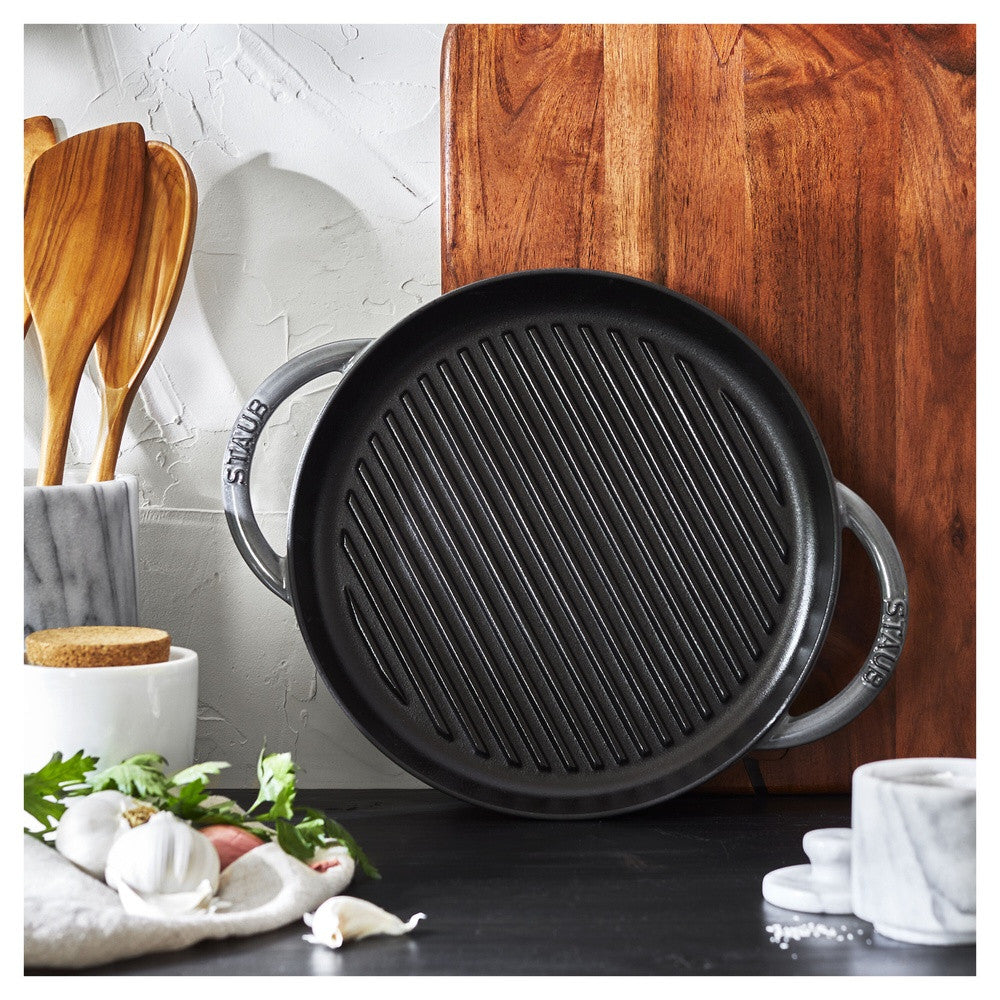 26 cm - Staub Grill Pans Bistecchiera Rotonda In Ghisa