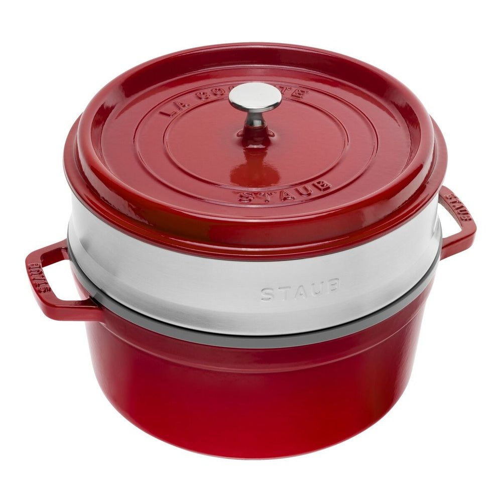 26 cm - Staub Cocotte Casseruola Rotonda In Ghisa Smaltata Con Cestello Vapore
