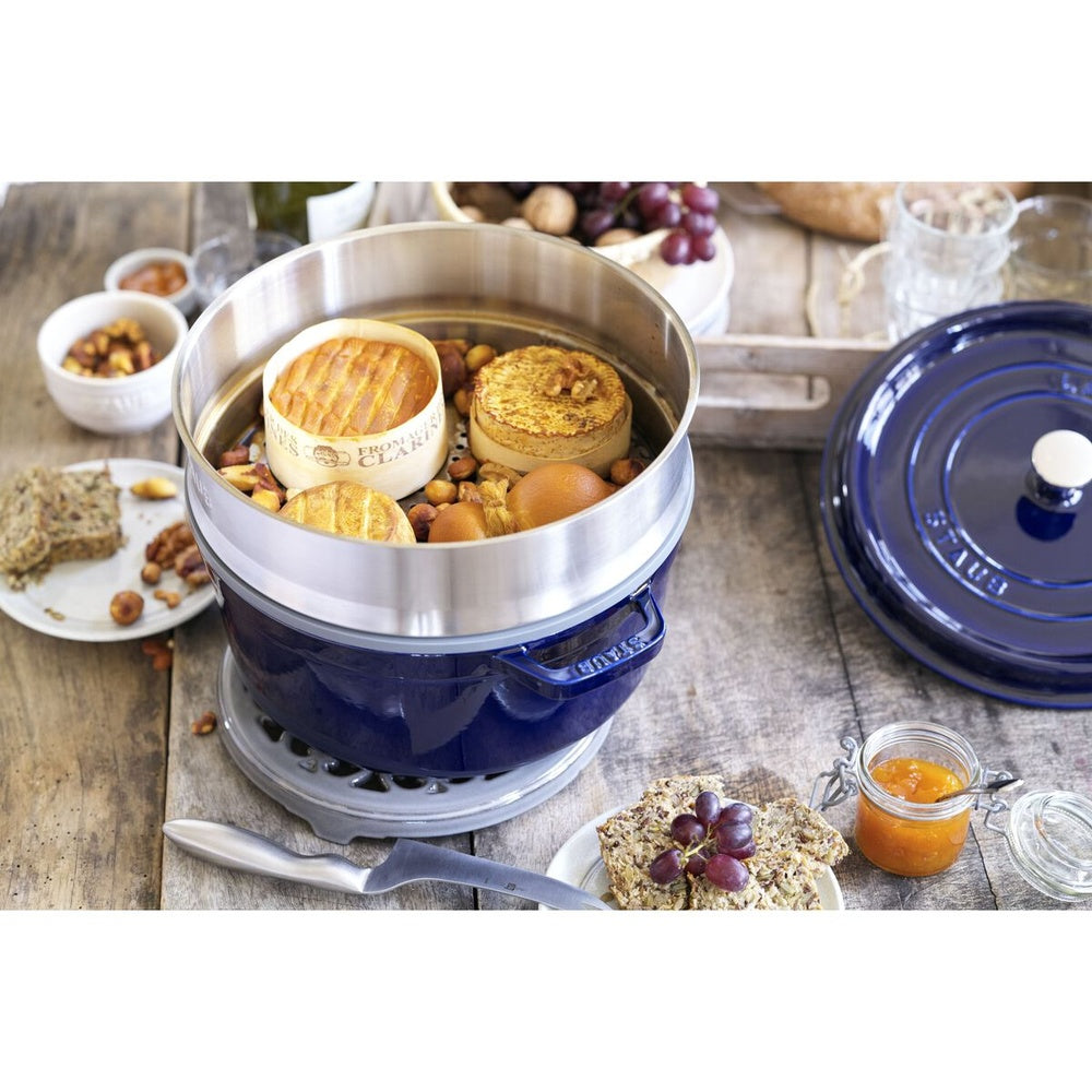 26 cm - Staub Cocotte Casseruola Rotonda In Ghisa Smaltata Con Cestello Vapore