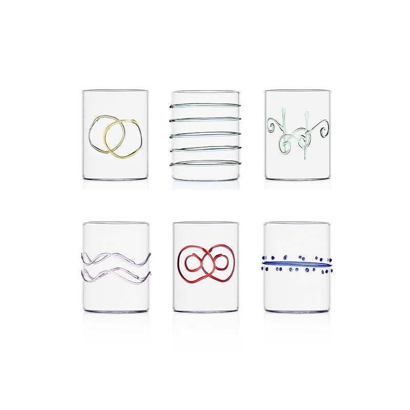 30 Cl Ichendorf Deco Bicchiere Acqua Forme Geometriche In Vetro Borosilicato Set 6 Pezzi