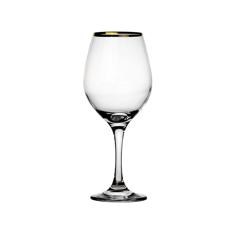 47 Cl Pasabahce Golden Touch Calice Vino Rosso Bordo Dorato In Vetro Set 6 Pezzi