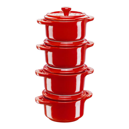 10 cm - Staub Ceramique Mini Cocotte Rotonda In Ceramica - Set 4 Pz