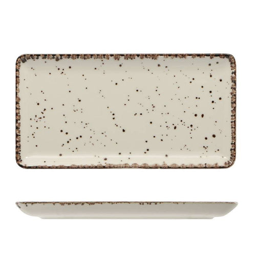 27X14 Cm Lioness Cromya Cream Piatto Vassoio Rettangolare In Porcellana