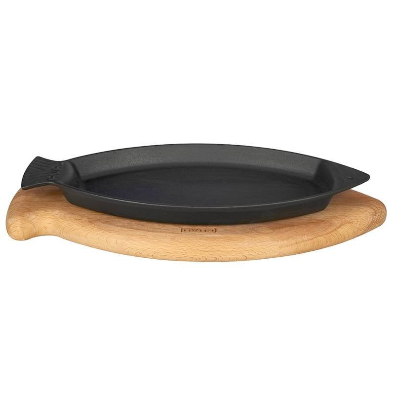 24X15 Cm Paderno Cast Iron Cookware Piatto In Ghisa Con Supporto In Legno