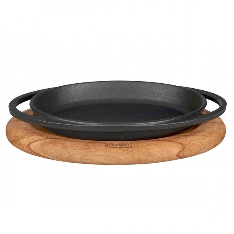 21X14 Cm Paderno Cast Iron Cookware Piatto In Ghisa Con Supporto In Legno