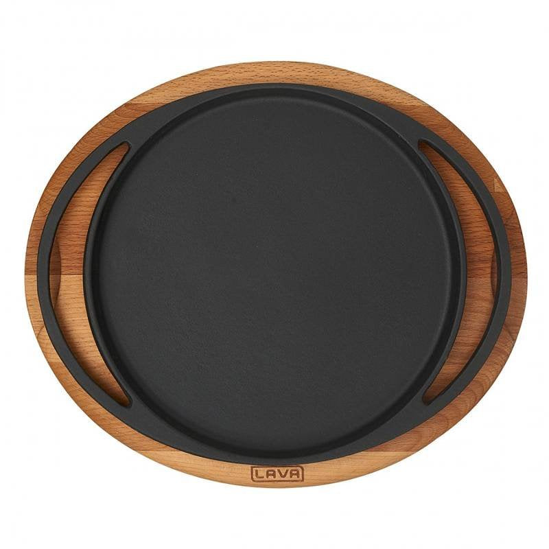 20 Cm Paderno Cast Iron Cookware Piatto In Ghisa Con Supporto In Legno