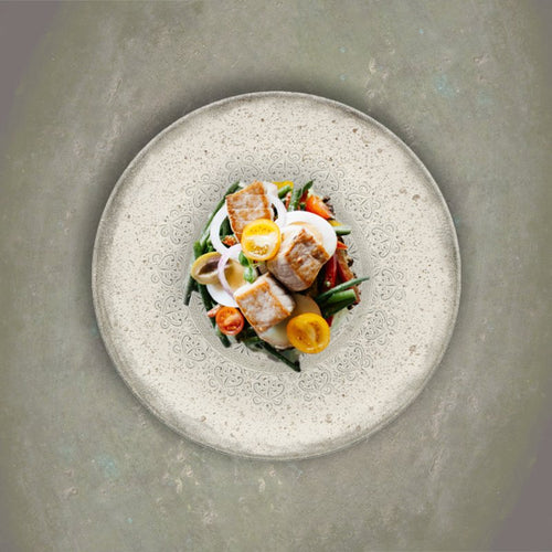 21 Cm Lace Piatto Piano In Stoneware Set 4 Pz