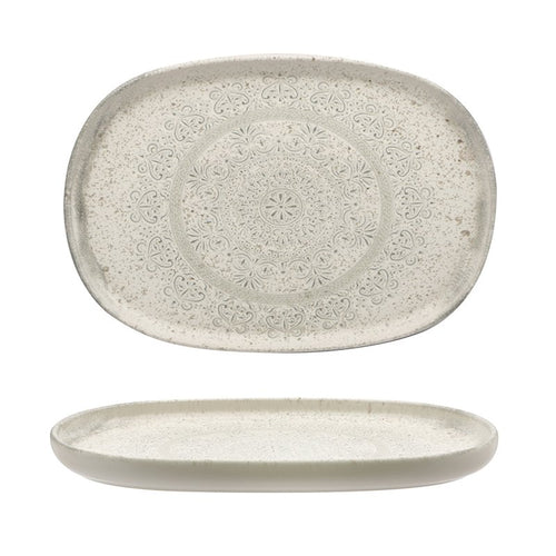 33 Cm Lace Piatto Vassoio Ovale In Stoneware Set 4 Pz