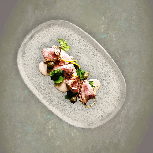 33 Cm Lace Piatto Vassoio Ovale In Stoneware Set 4 Pz