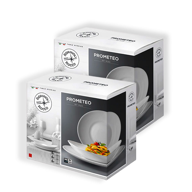 Bormioli Rocco Prometeo Servizio Piatti In Vetro Opale - Set 12 Pz
