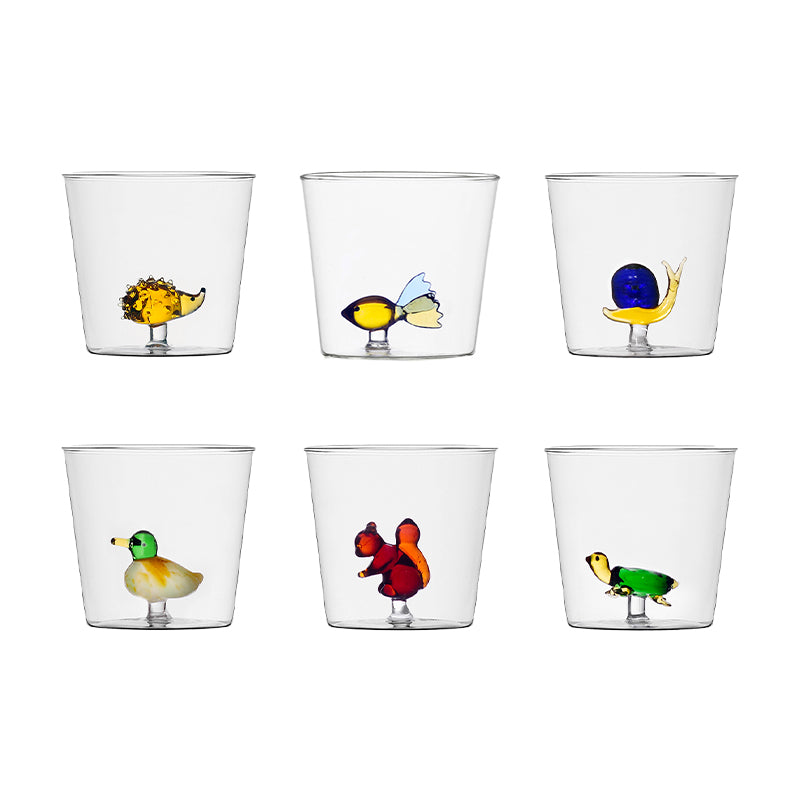 35 Cl Ichendorf Animal Farm Bicchiere Acqua In Vetro Borosilicato Set 6 Pezzi