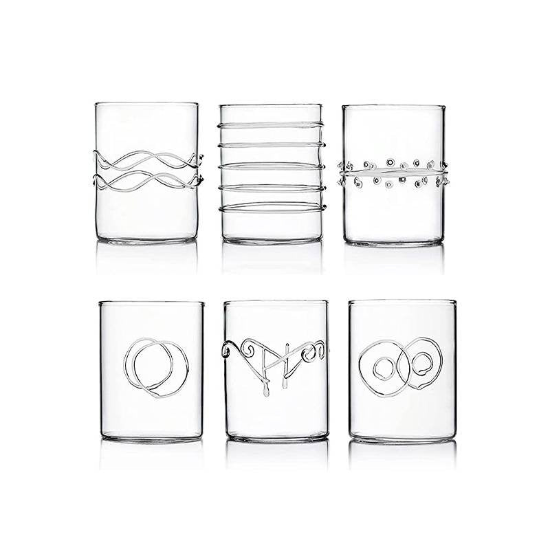 30 Cl Ichendorf Deco Bicchiere Acqua Forme Geometriche In Vetro Borosilicato Set 6 Pezzi
