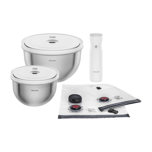 Zwilling Fresh & Save Kit Sottovuoto Con Contenitori In Acciaio e Pompetta Per Sottovuoto - Set 9 Pz