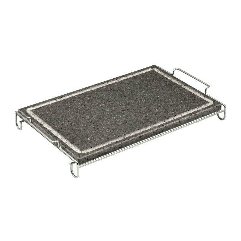 Ilsa Invito Maxi Pietra Lavica Rettangolare Con Supporto In Acciaio Inox