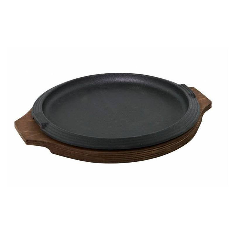 26 Cm Ilsa Basic Piatto In Ghisa Con Supporto In Legno