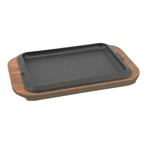 30X22 Cm Ilsa Basic Piatto In Ghisa Con Supporto In Legno