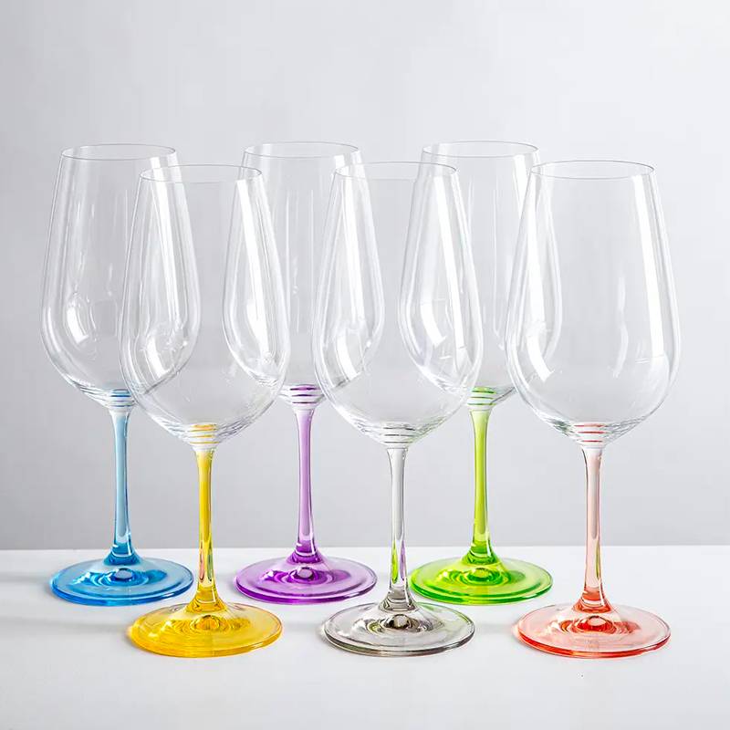 55 Cl Crystalex Bohemia Rainbow Calice Vino Rosso In Vetro Set 6 Pezzi