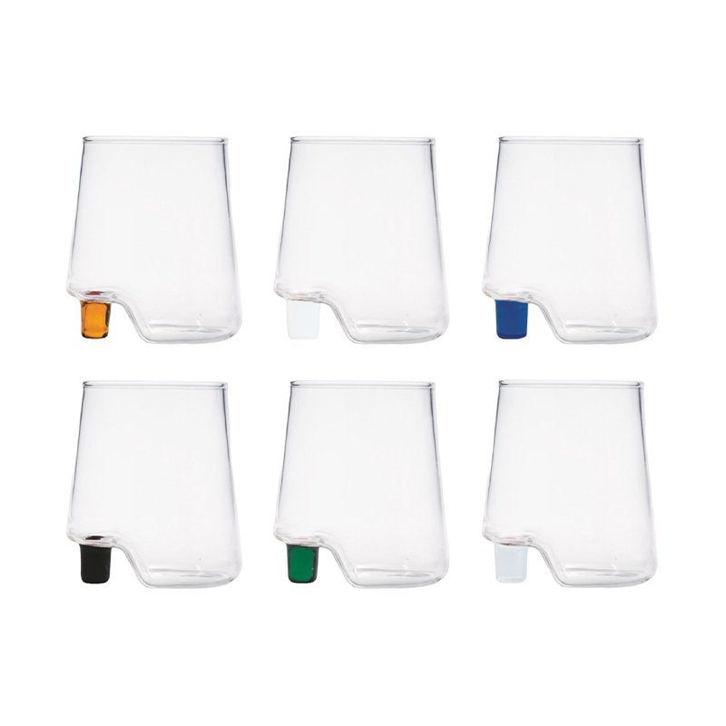 42 Cl Zafferano Gamba De Vero Bicchiere Acqua Tacco Colorato In Vetro Borosilicato Set 6 Pezzi