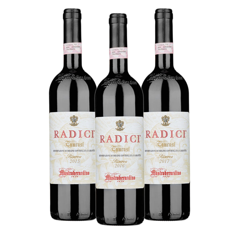 Radici Verticale Taurasi Docg Riserva 2015 2016 2017 Cantine Mastroberardino Set 3 Bottiglie