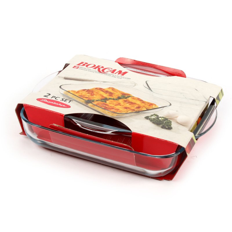 Pasabahce Borcam Set Pirofile Quadrate In Vetro Borosilicato Set 2 Pz