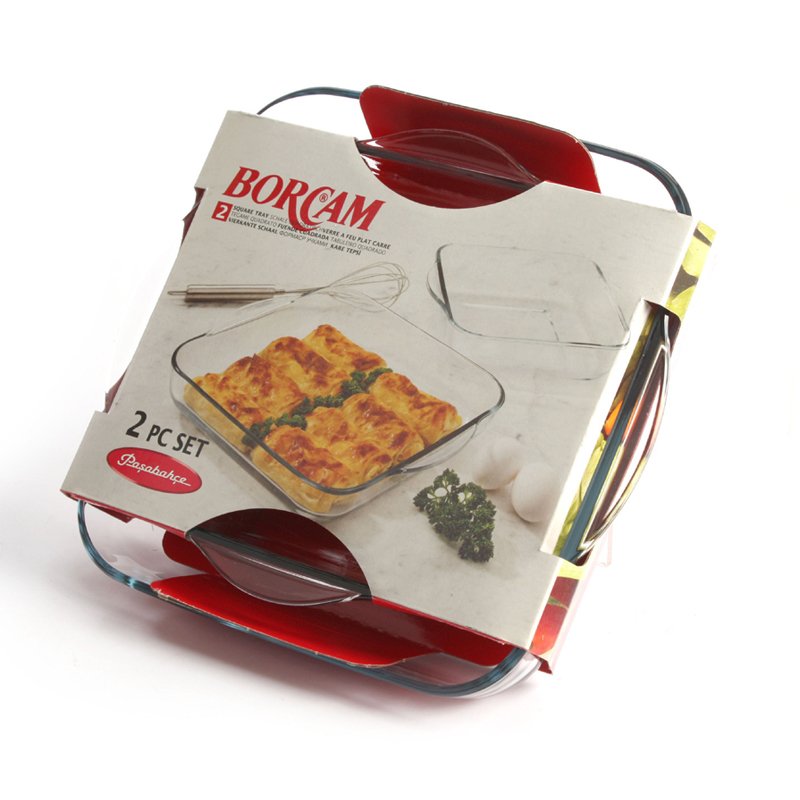 Pasabahce Borcam Set Pirofile Quadrate In Vetro Borosilicato Set 2 Pz