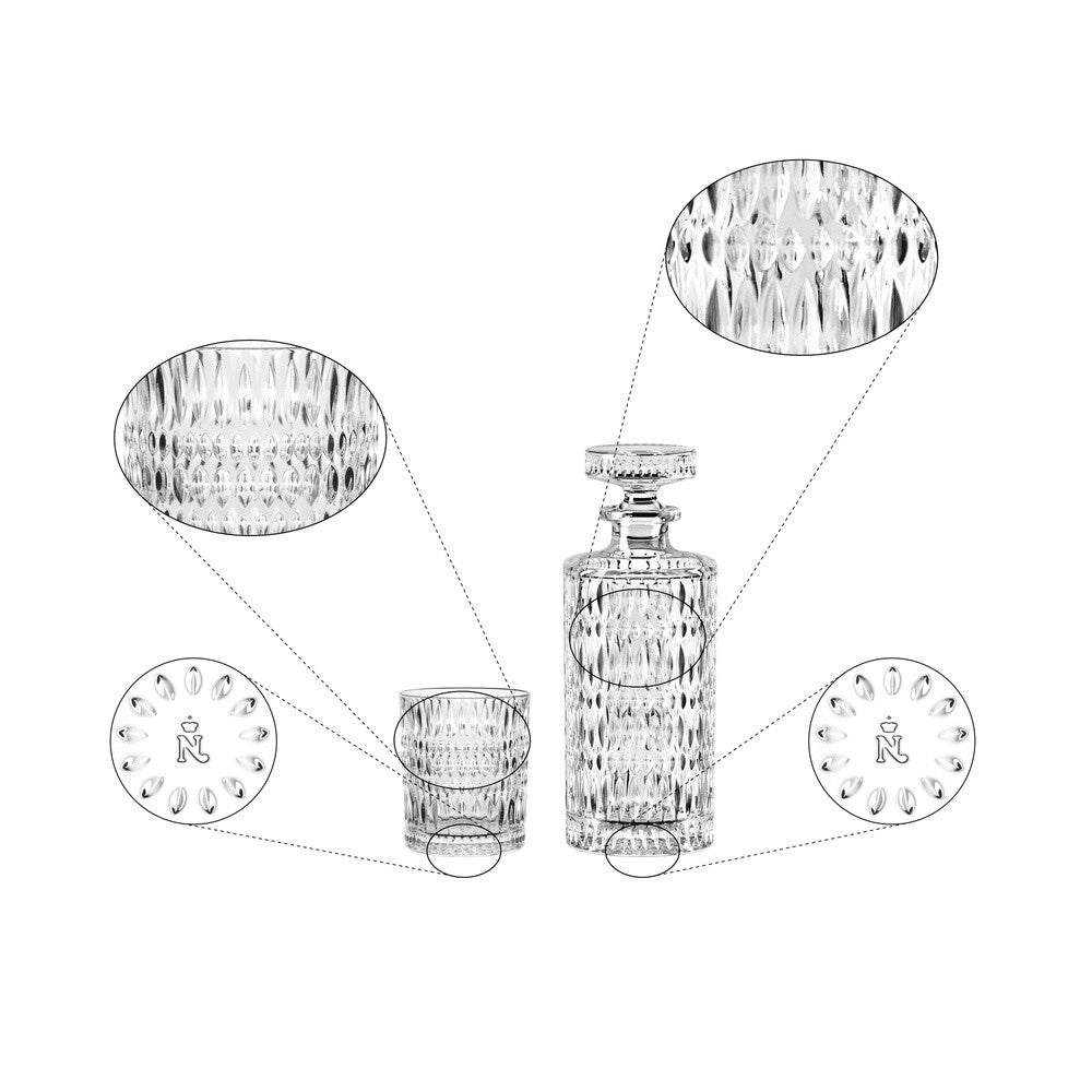 Nachtmann Ethno Set Whisky Decanter e Bicchieri In Vetro Cristallino - Set 3 Pz