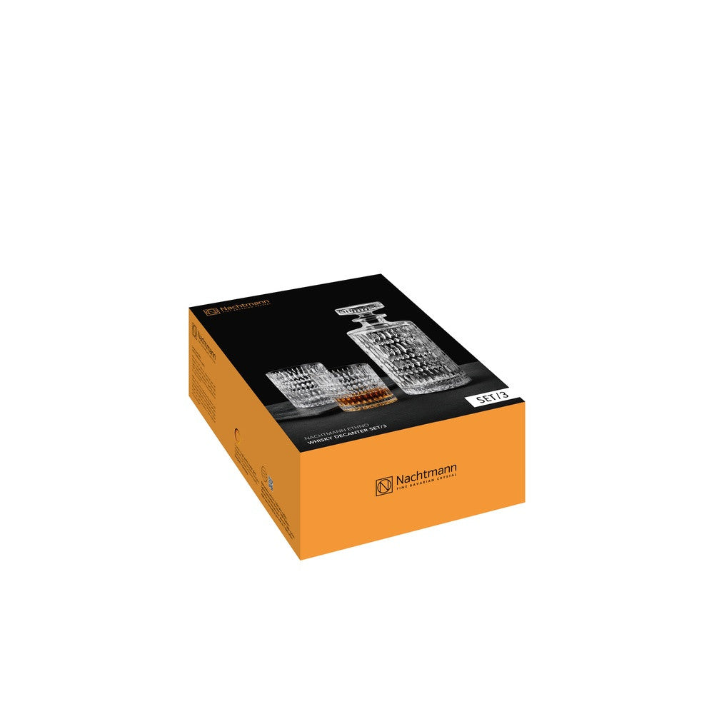 Nachtmann Ethno Set Whisky Decanter e Bicchieri In Vetro Cristallino - Set 3 Pz