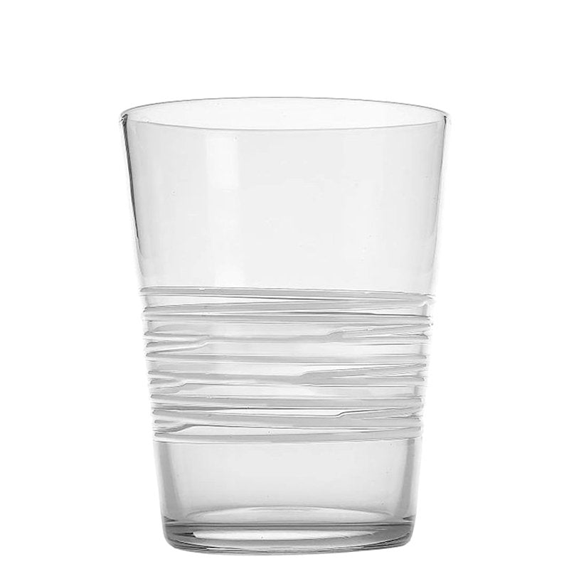 40 Cl Zafferano Filante Bicchiere Acqua Righe In Vetro Soffiato Set 6 Pezzi