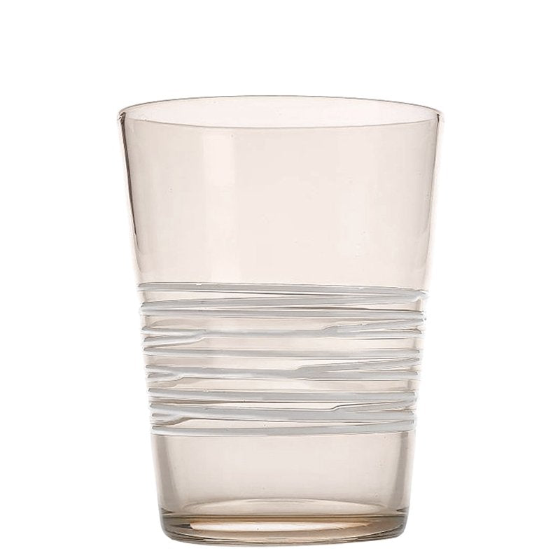 40 Cl Zafferano Filante Bicchiere Acqua Righe In Vetro Soffiato Set 6 Pezzi