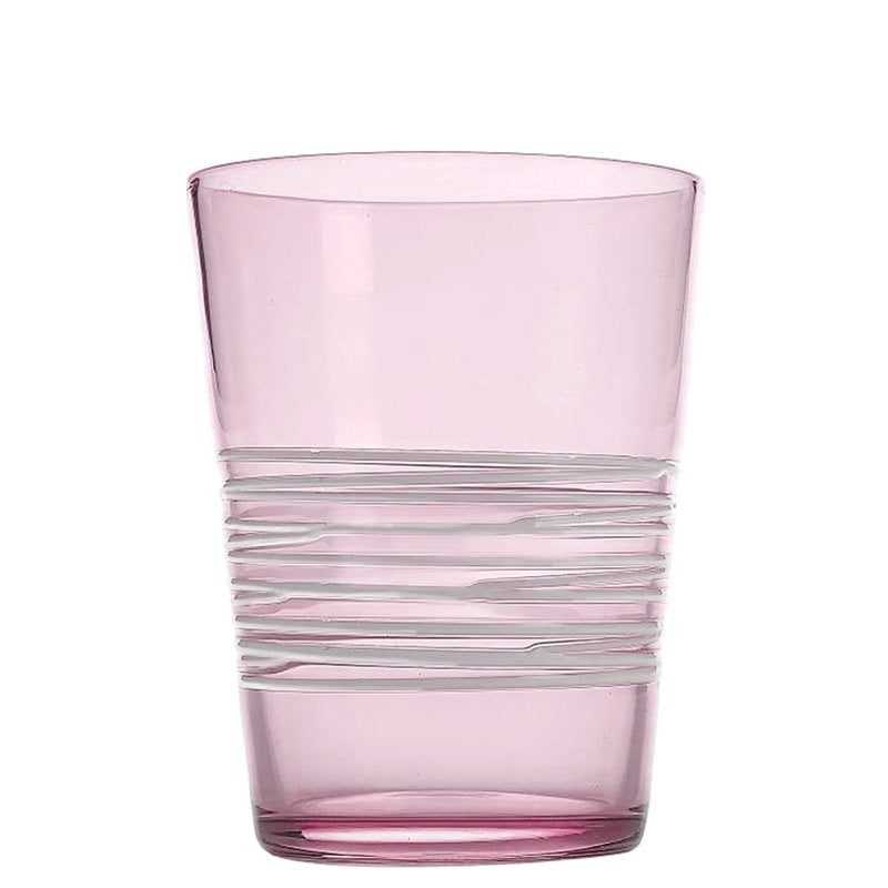 40 Cl Zafferano Filante Bicchiere Acqua Righe In Vetro Soffiato Set 6 Pezzi