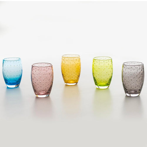 35 Cl Zafferano Bolicante Bicchiere Acqua Bolle In Vetro Soffiato Set 6 Pezzi
