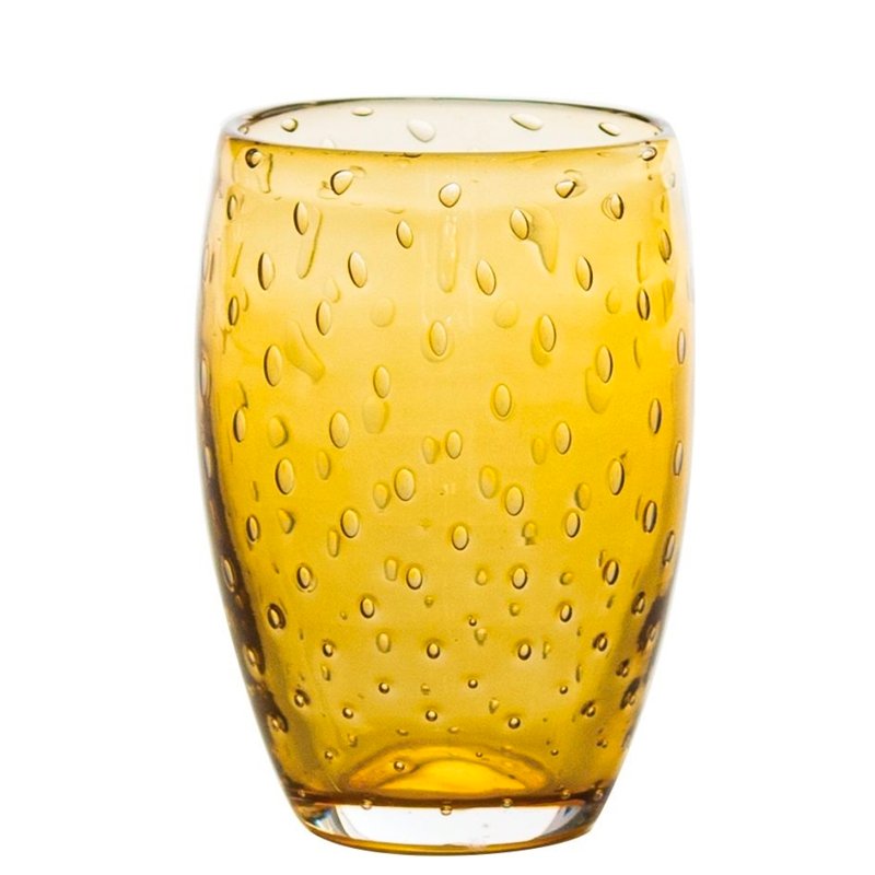35 Cl Zafferano Bolicante Bicchiere Acqua Bolle In Vetro Soffiato Set 6 Pezzi