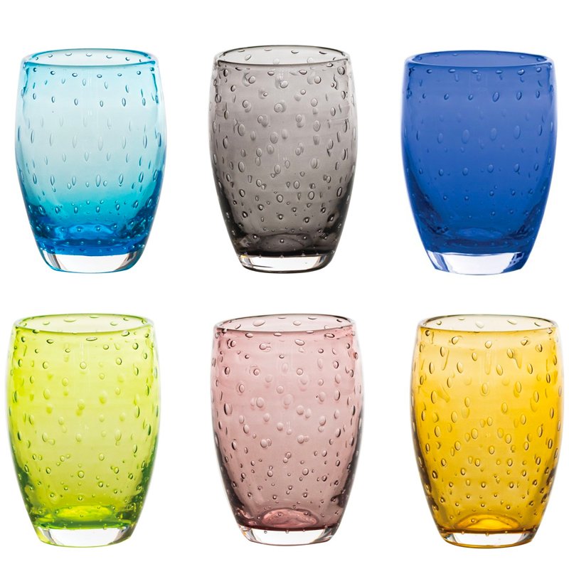 35 Cl Zafferano Bolicante Bicchiere Acqua Bolle In Vetro Soffiato Set 6 Pezzi
