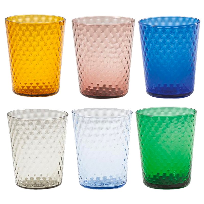 33 Cl Zafferano Veneziano Bicchiere Acqua In Vetro Set 6 Pezzi