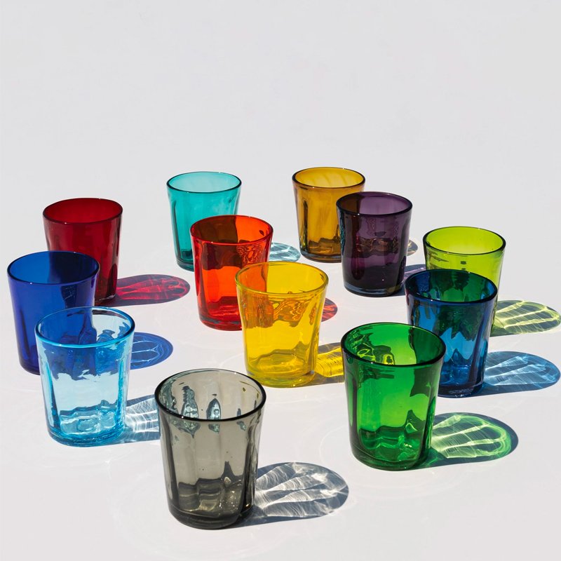 32 Cl Zafferano Bei Bicchiere Acqua In Vetro Soffiato Set 6 Pezzi