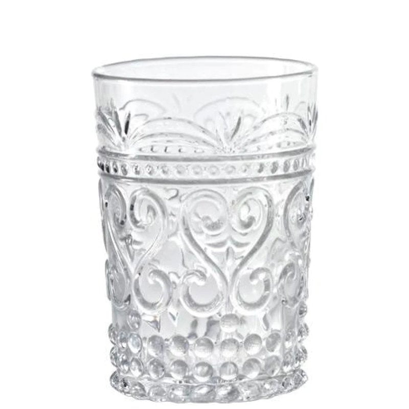 27 Cl Zafferano Provenzale Bicchiere Acqua Romantico In Rilievo In Vetro Set 6 Pezzi