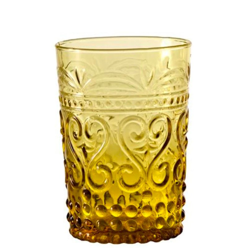 27 Cl Zafferano Provenzale Bicchiere Acqua Romantico In Rilievo In Vetro Set 6 Pezzi
